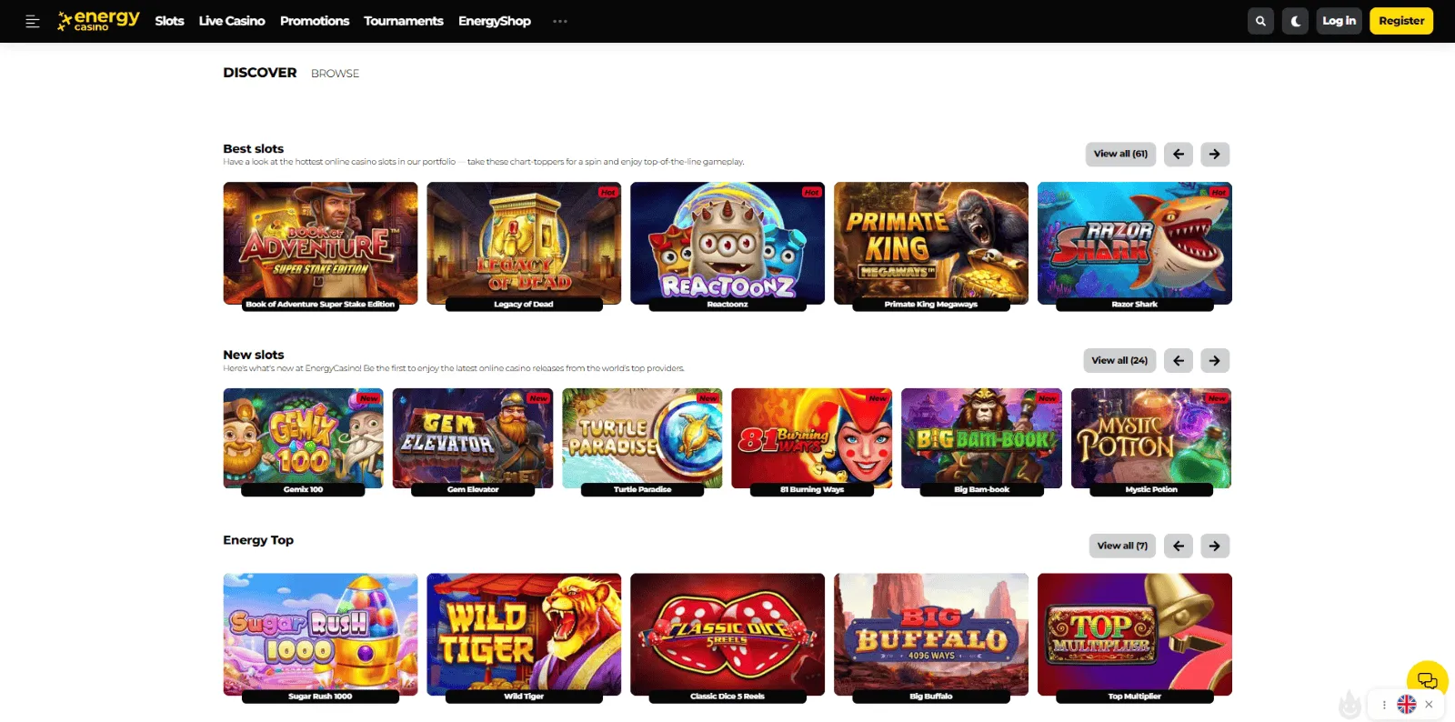 Energy casino in UK Energy casino